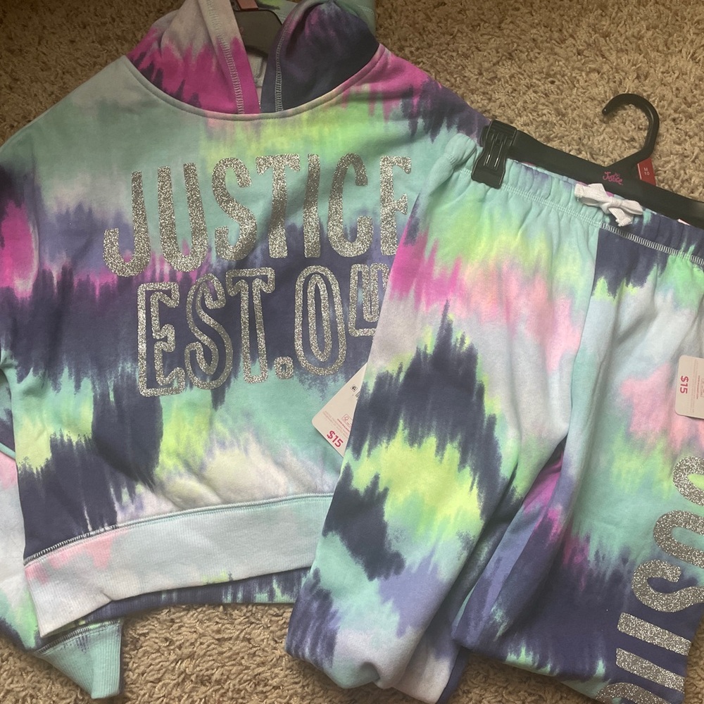 Justice Colorful Tie-Dye Hoodie and Joggers